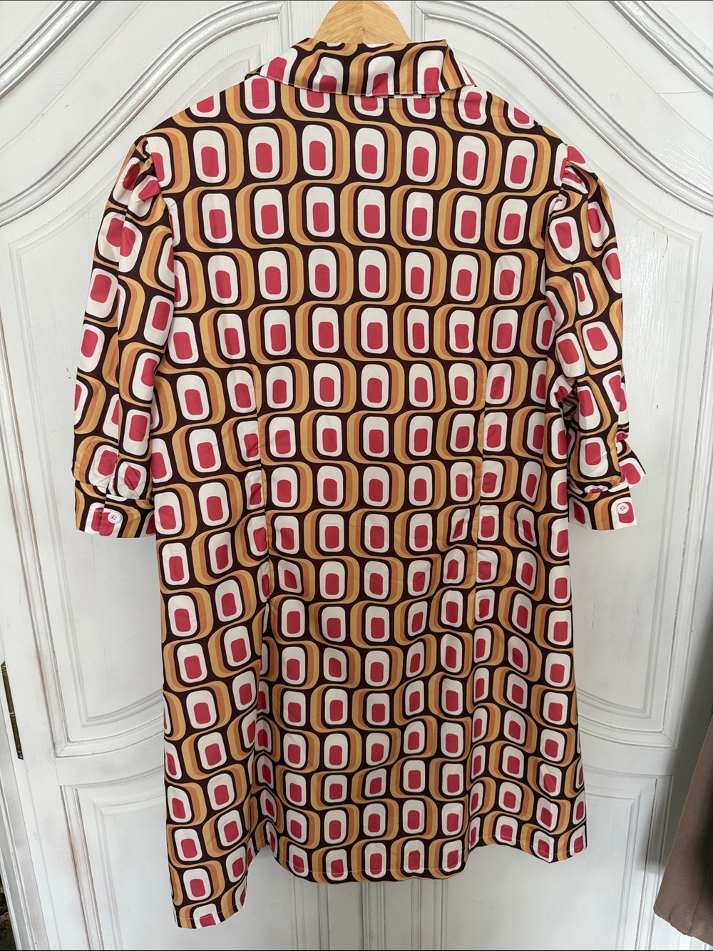Retro Geometric 70's Mod Shirt Dress Lightweight NWOT Women's Size Large - Picture 3 of 9